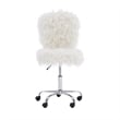 UrbanPro Transitional Faux Fur Fabric Armless Office Task Chair in White/Chrome