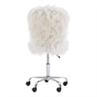 UrbanPro Transitional Faux Fur Fabric Armless Office Task Chair in White/Chrome