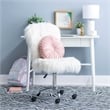 UrbanPro Transitional Faux Fur Fabric Armless Office Task Chair in White/Chrome