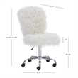 UrbanPro Transitional Faux Fur Fabric Armless Office Task Chair in White/Chrome