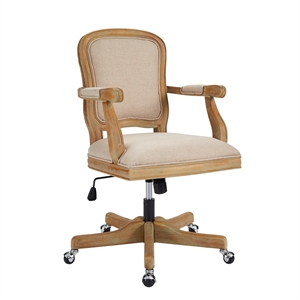 urbanpro farmhouse wood upholstered office chair in natural brown