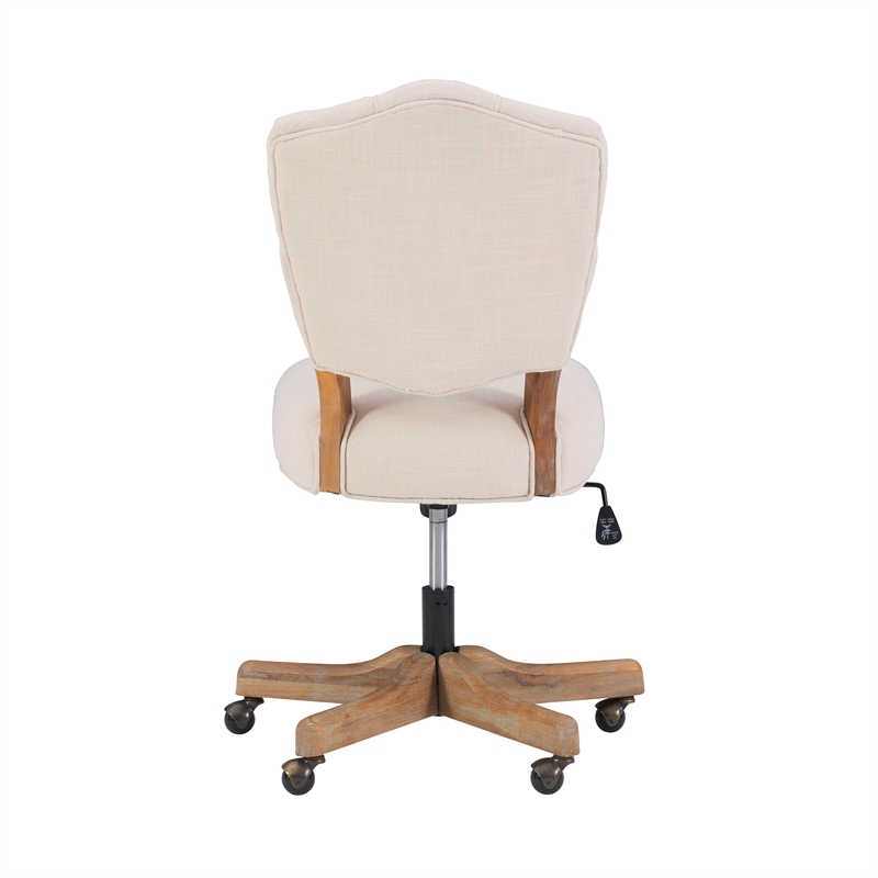 UrbanPro Wood Upholstered Swivel Office Chair in Beige