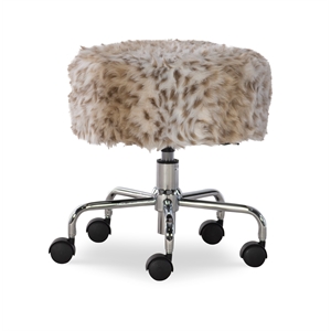 urbanpro faux fur backless rolling stool in brown