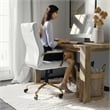 UrbanPro Contemporary Faux Leather High Back Swivel Office Chair in White/Gold