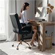 UrbanPro Traditional Mid Back Leather Office Swivel Chair in Black and Gold