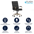 UrbanPro Traditional Mid Back Leather Office Swivel Chair in Black and Gold