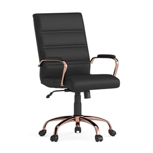 UrbanPro Modern Mid Back Office Swivel Chair in Black and Rose Gold