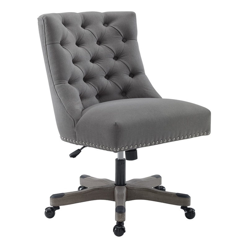 UrbanPro Wood Upholstered Office Chair in Light Gray
