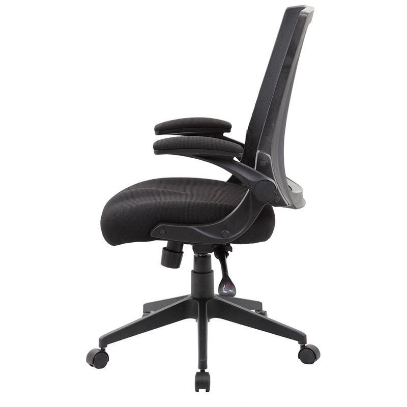 UrbanPro Modern Mesh Fabric/Nylon Swivel Flip Arm Office Chair in Black