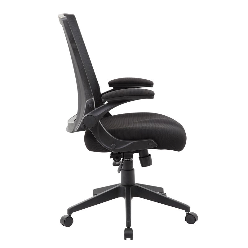 UrbanPro Modern Mesh Fabric/Nylon Swivel Flip Arm Office Chair in Black