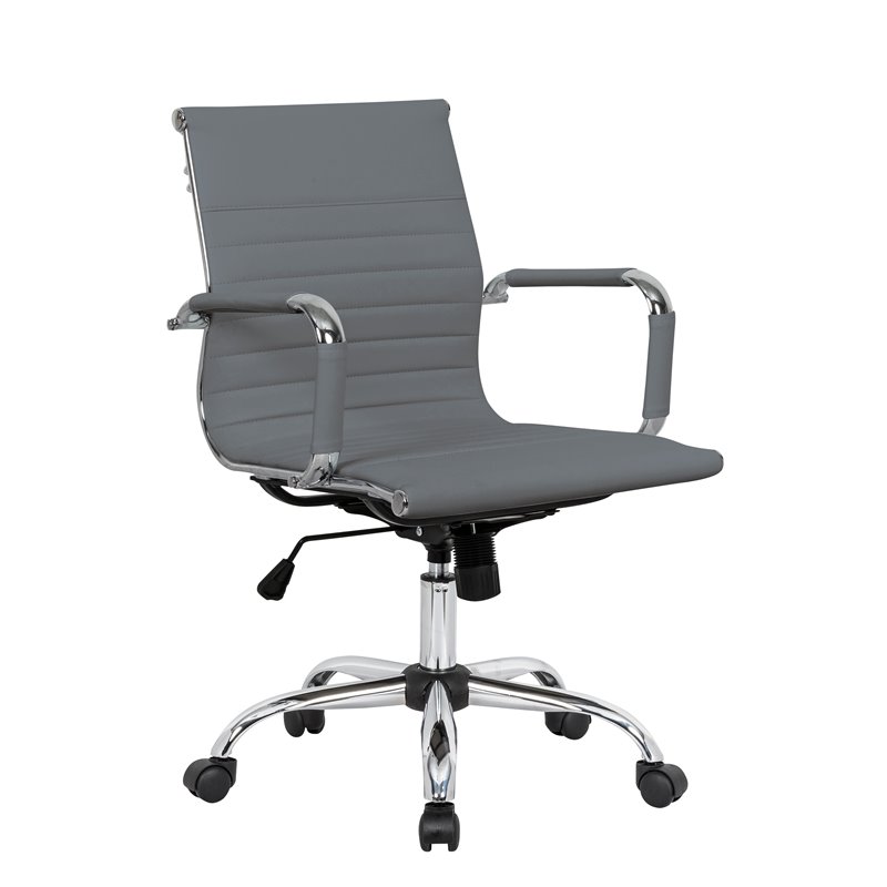 UrbanPro Modern Faux Leather Executive Swivel Office Chair in Gray