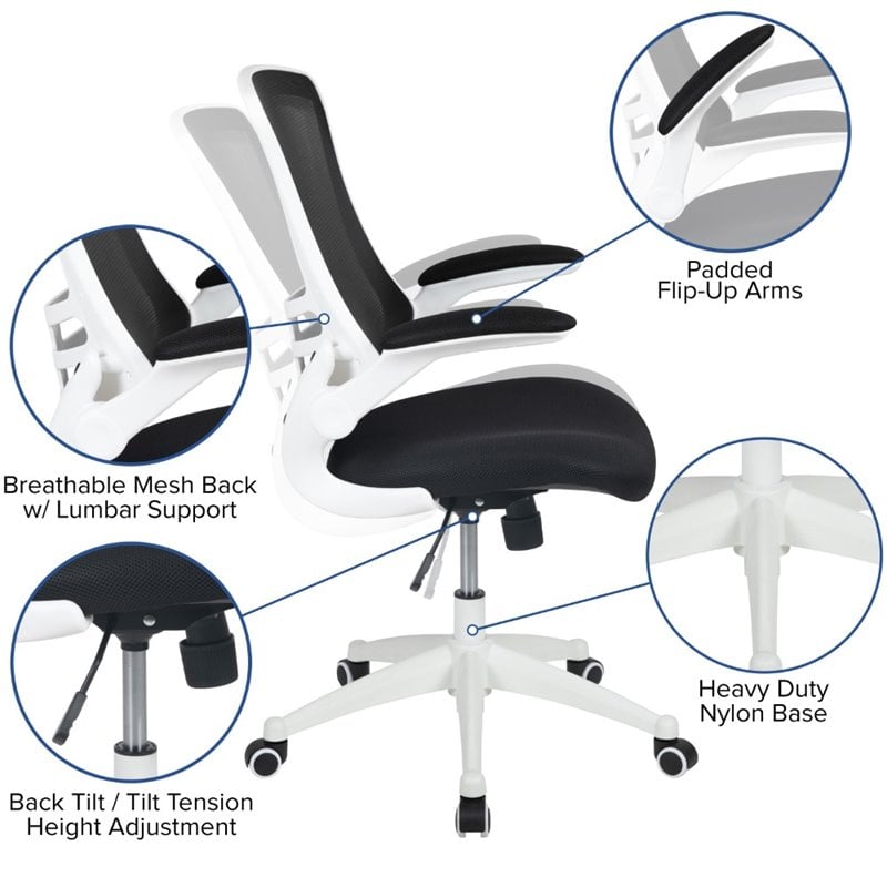 UrbanPro Contemporary Mid Back Mesh Office Swivel Chair in Black and White