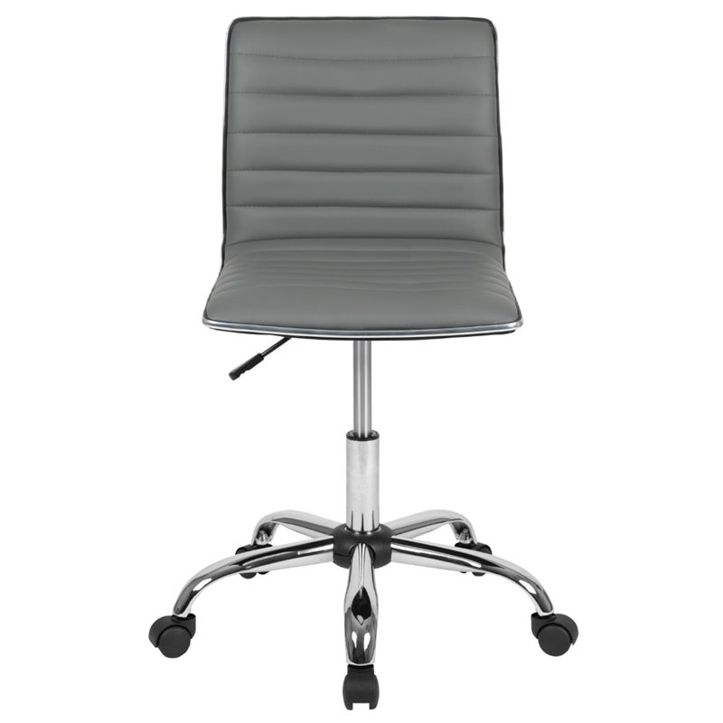 UrbanPro Contemporary Low Back Faux Leather Office Swivel Chair in Light Gray