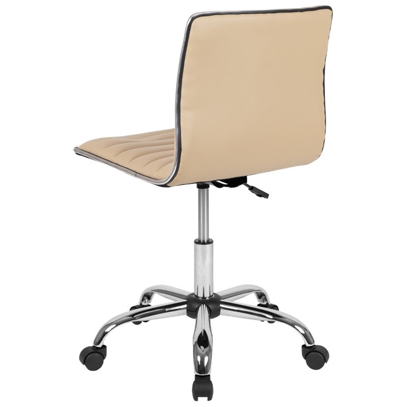 UrbanPro Contemporary Low Back Faux Leather Office Swivel Chair in Tan