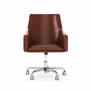 urbanpro mid back leather box chair in harvest cherry