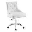 UrbanPro Modern Faux Leather Button Tufted Swivel Office Chair in White