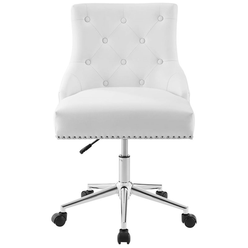 UrbanPro Modern Faux Leather Button Tufted Swivel Office Chair in White