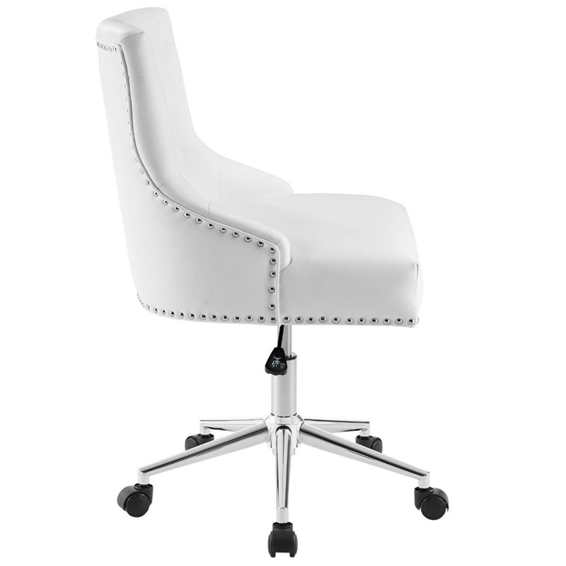 UrbanPro Modern Faux Leather Button Tufted Swivel Office Chair in White