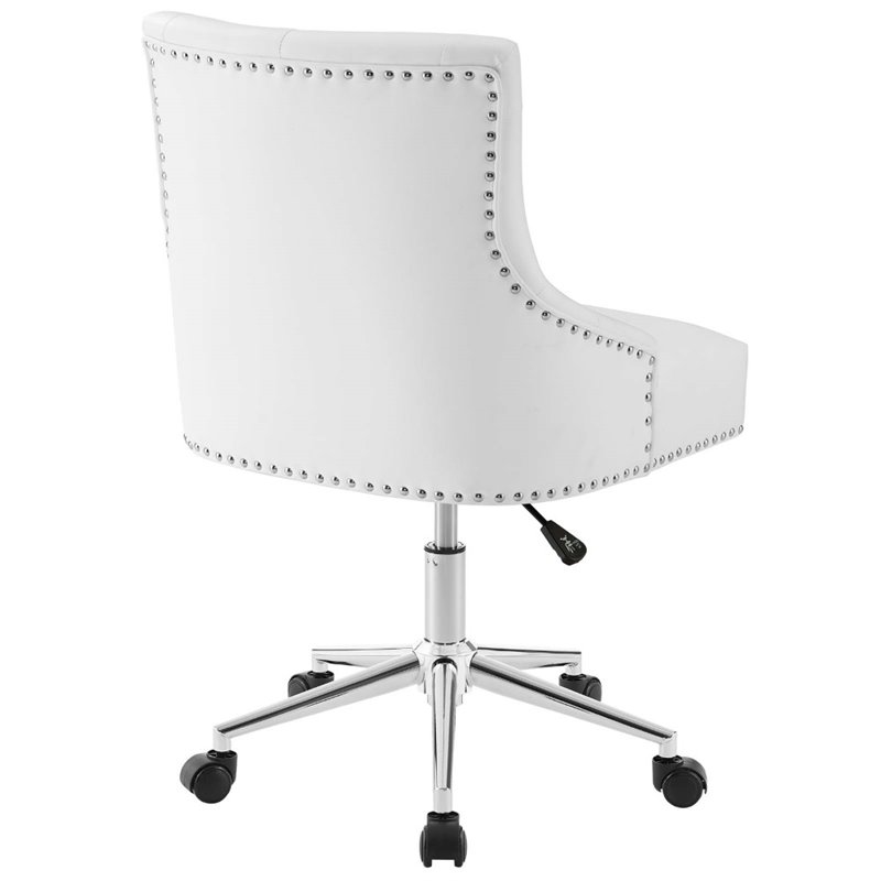 UrbanPro Modern Faux Leather Button Tufted Swivel Office Chair in White