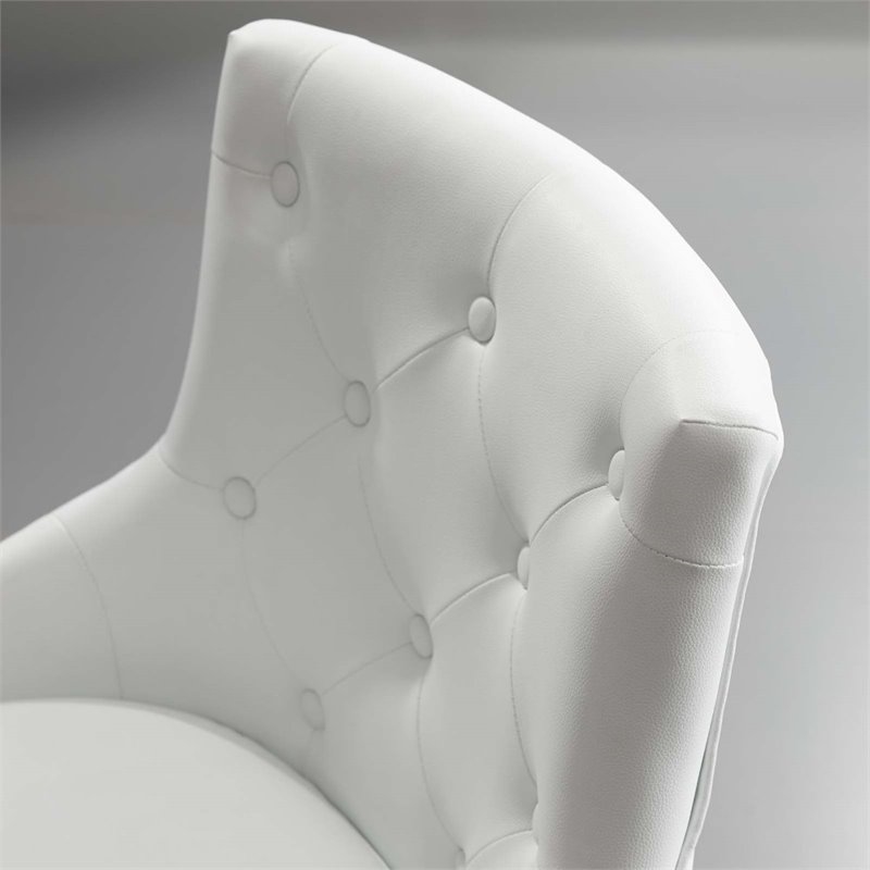 UrbanPro Modern Faux Leather Button Tufted Swivel Office Chair in White