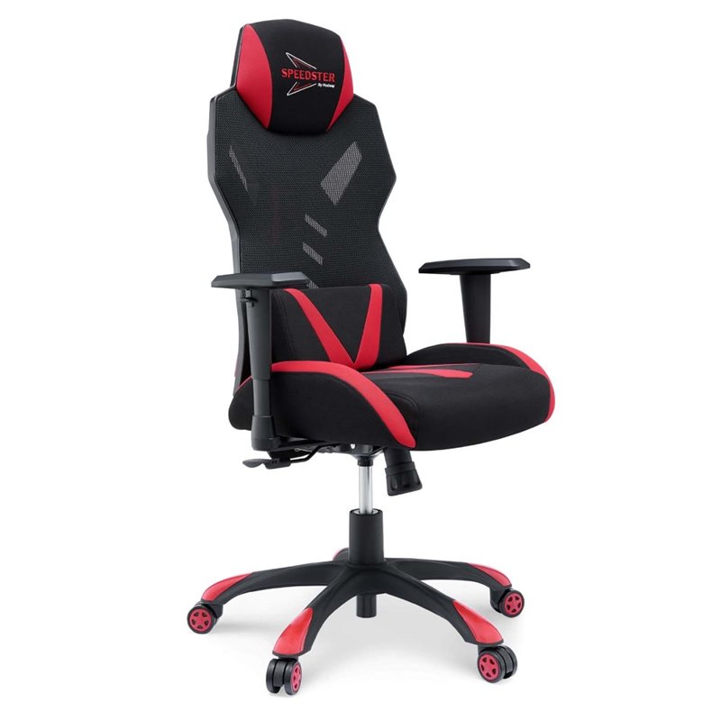 UrbanPro Modern Mesh Fabric Gaming Computer Chair in Black/Red