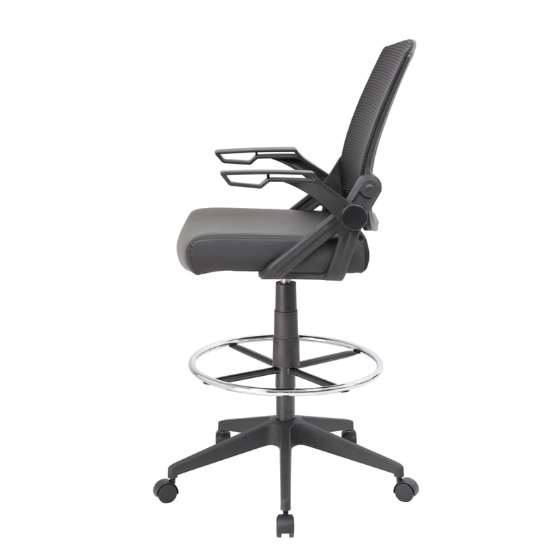 UrbanPro Modern Mesh Fabric Sit-Stand Adjustable Chair with Flip Arms in Black