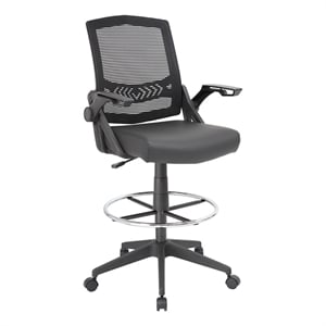 UrbanPro Modern Mesh Fabric Sit-Stand Adjustable Chair with Flip Arms in Black