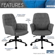 UrbanPro Modern Fabric Upholstered Tufted Office Chair with Arms in Gray