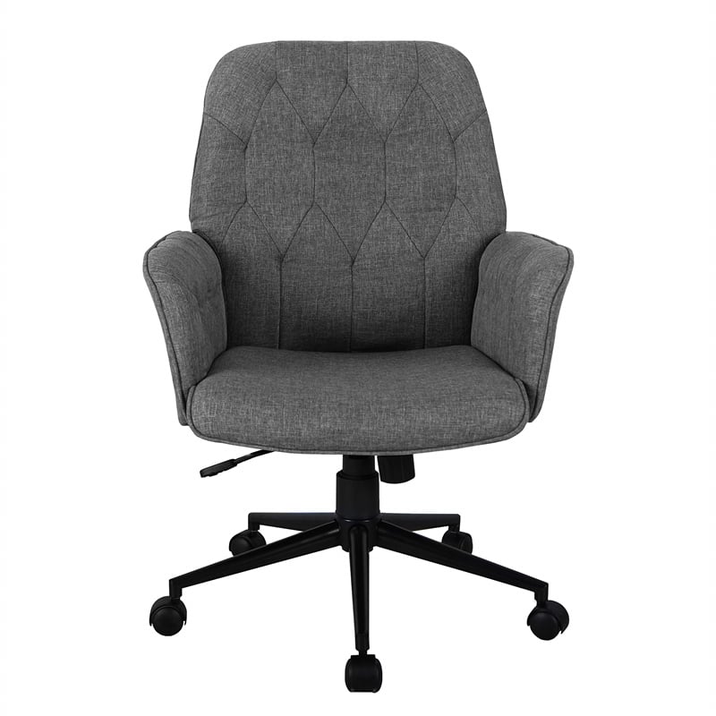 UrbanPro Modern Fabric Upholstered Tufted Office Chair with Arms in Gray