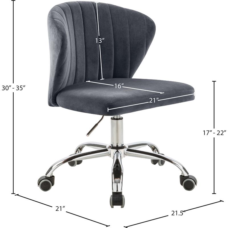 UrbanPro Contemporary Velvet Swivel Adjustable Office Chair in Gray