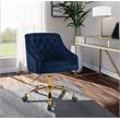 UrbanPro Velvet Swivel Adjustable Office Chair in Soft Navy/Rich Gold