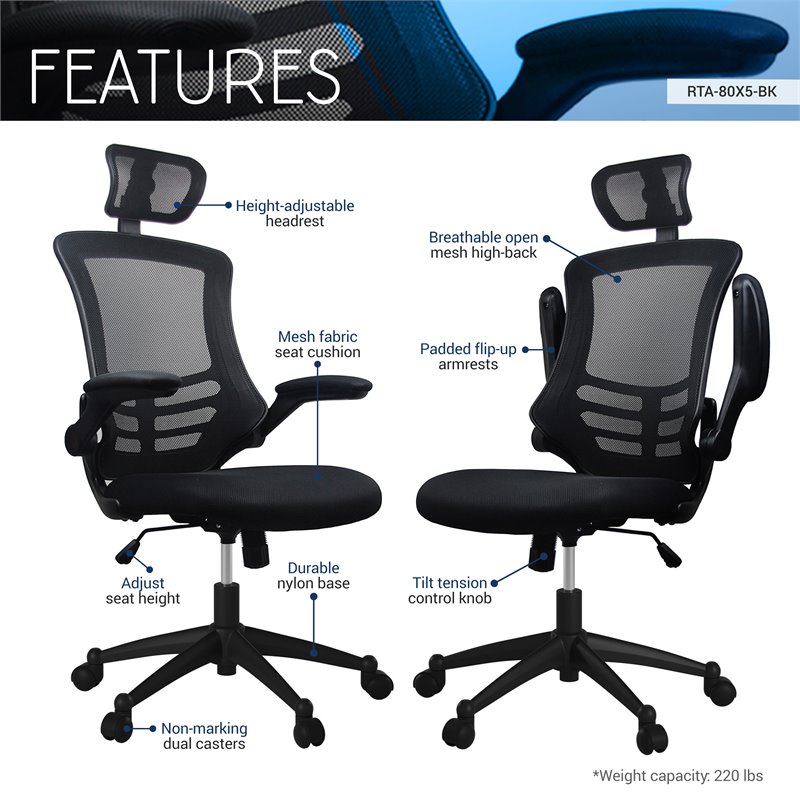 Urbanpro Executive High Back Office Chair with Headrest in Black