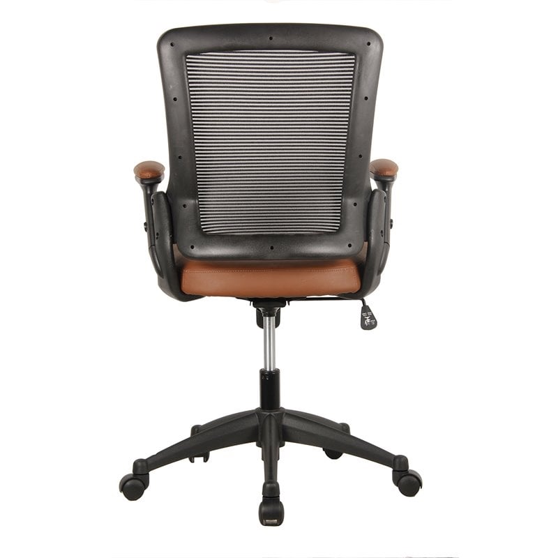 UrbanPro Faux Leather/Mesh Mid-Back Task Office Chair in Brown/Black