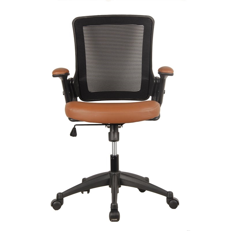UrbanPro Faux Leather/Mesh Mid-Back Task Office Chair in Brown/Black