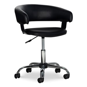 urbanpro gas lift faux leather & metal desk chair with wheels in black/chrome