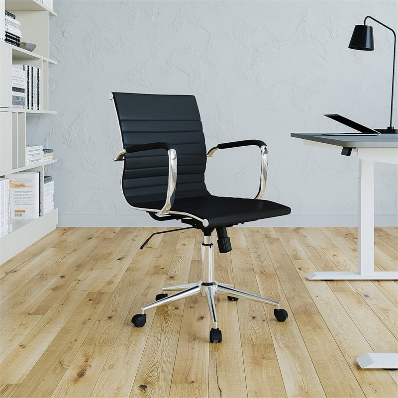 Urbanpro Modern Task Chrome Chair in Black