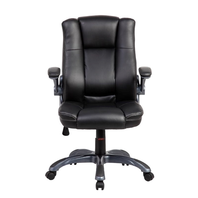 UrbanPro Faux Leather Medium Back Manager Chair with Flip-up Arms in Black