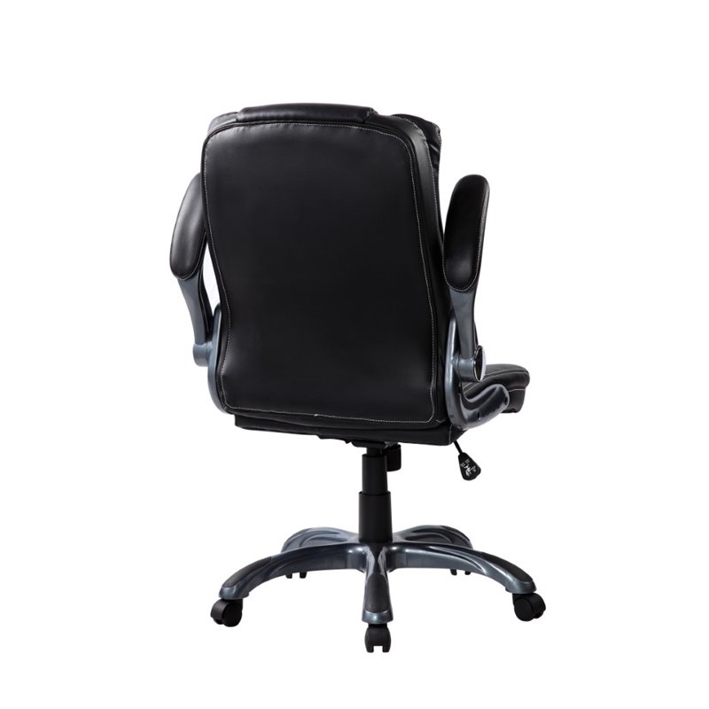 UrbanPro Faux Leather Medium Back Manager Chair with Flip-up Arms in Black