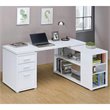 UrbanPro Contemporary Wood L Shaped Writing Desk in White/Silver