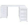 UrbanPro Contemporary Wood L Shaped Writing Desk in White/Silver
