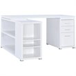 UrbanPro Contemporary Wood L Shaped Writing Desk in White/Silver