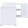UrbanPro Contemporary Wood L Shaped Writing Desk in White/Silver