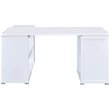 UrbanPro Contemporary Wood L Shaped Writing Desk in White/Silver