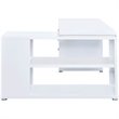 UrbanPro Contemporary Wood L Shaped Writing Desk in White/Silver
