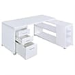 UrbanPro Contemporary Wood L Shaped Writing Desk in White/Silver