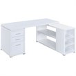 UrbanPro Contemporary Wood L Shaped Writing Desk in White/Silver