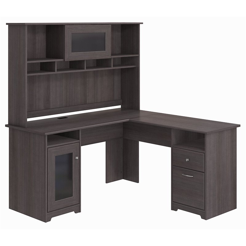 UrbanPro Modern L Shaped Desk with Hutch in Heather Gray