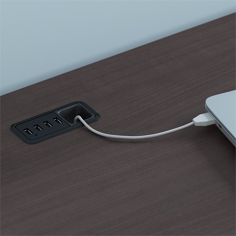 UrbanPro Traditional L Desk with storage in Heather Gray