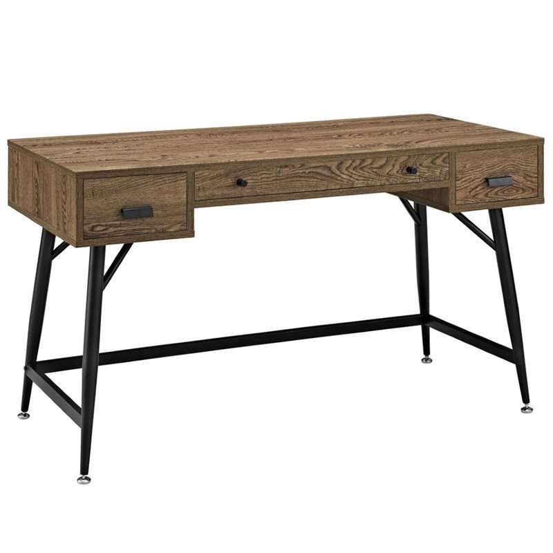 UrbanPro Mid-Century Home Office Wood Office Desk in Walnut