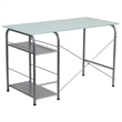 UrbanPro Contemporary Glass Top Home Office Desk in Silver